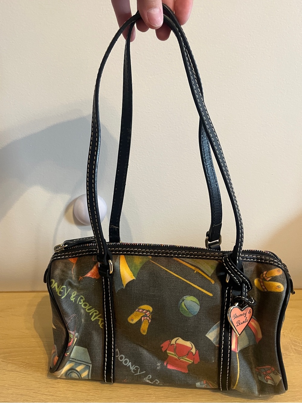 Black Printed Shoulder Bag - Dooney & Bourke Style